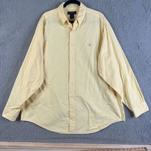 Vintage Brooks Brothers Shirt Men XL Oxford Button Up Yellow Check Supima Cotton